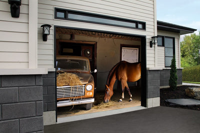 Horse in the Garage - Banner Wrap Decor Your Door