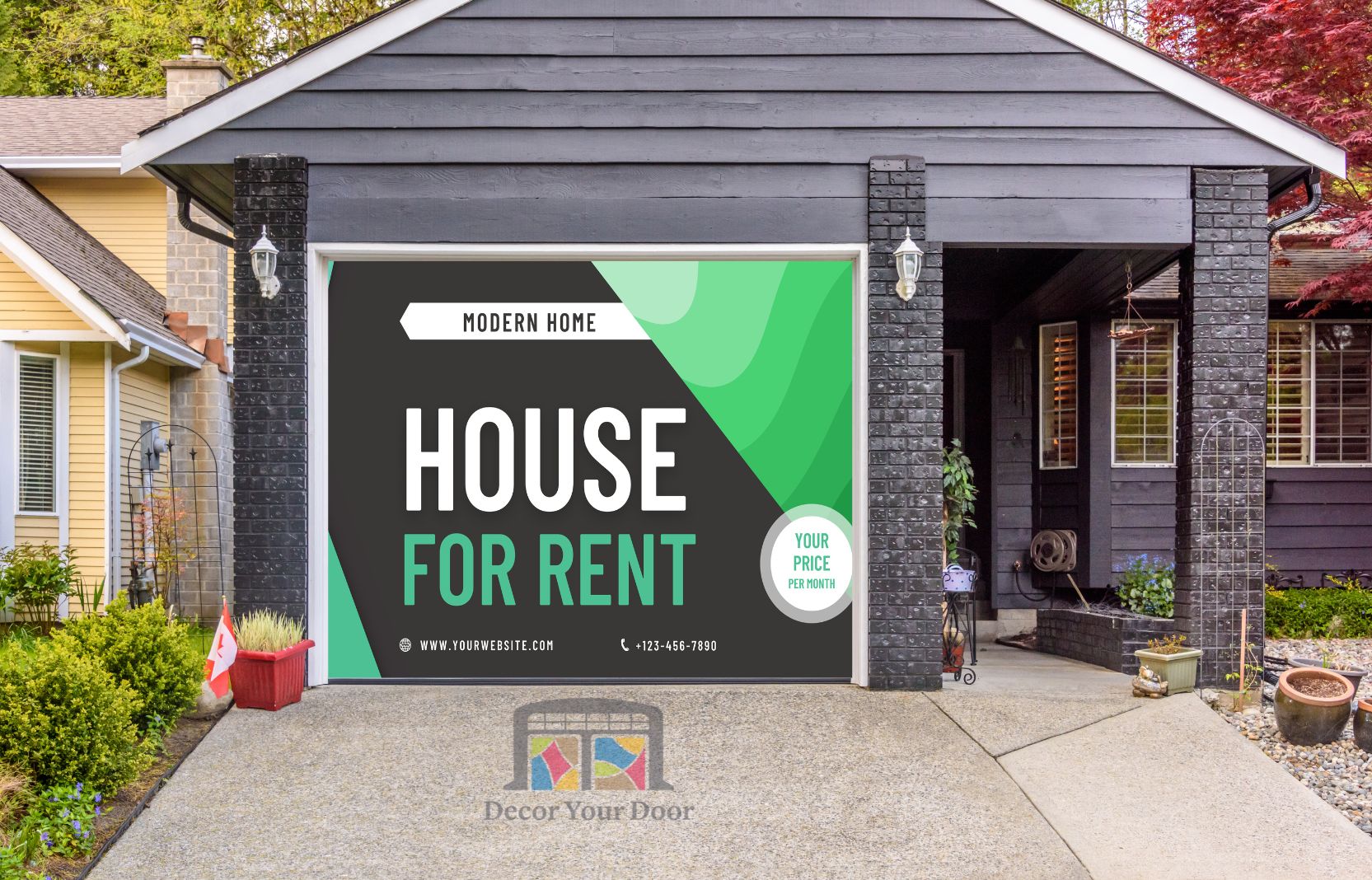 House For Rent Garage Door Cover Wrap Backdrop