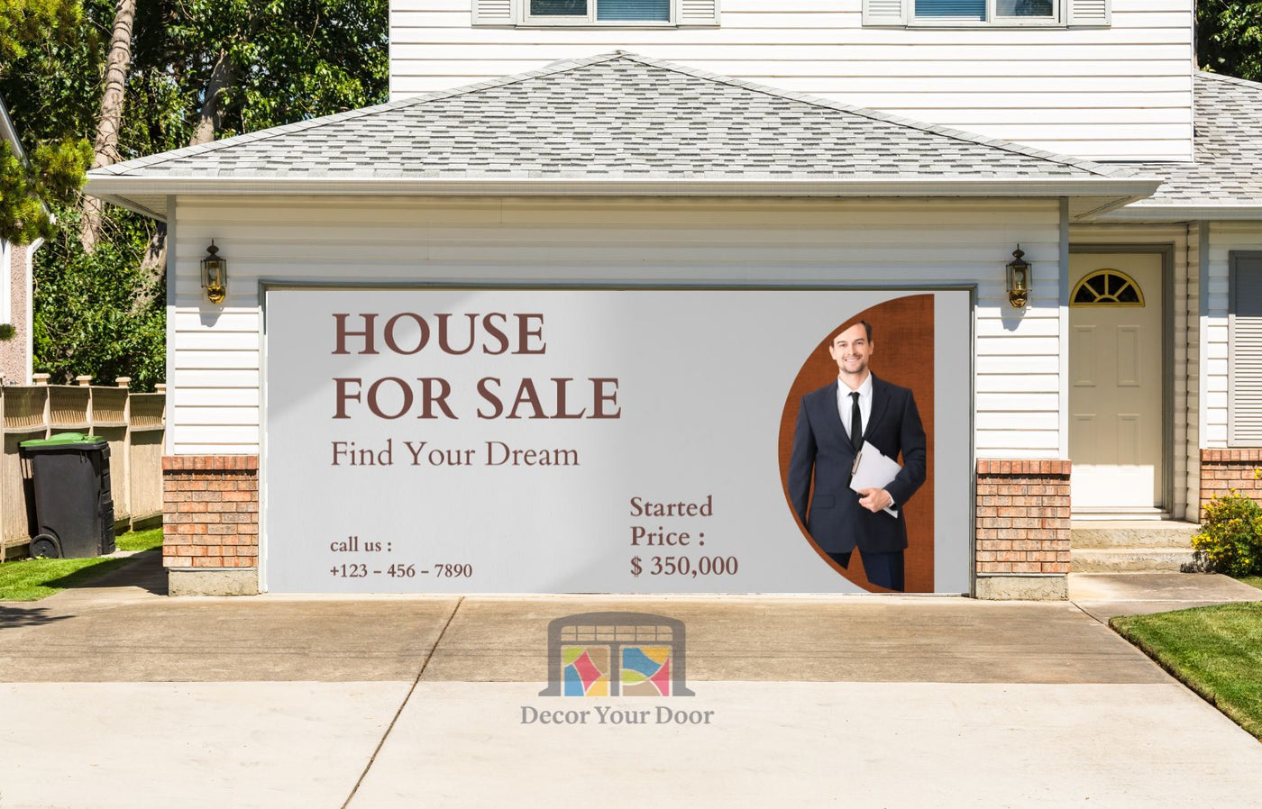 House For Sale Garage Door Cover Wrap Backdrop