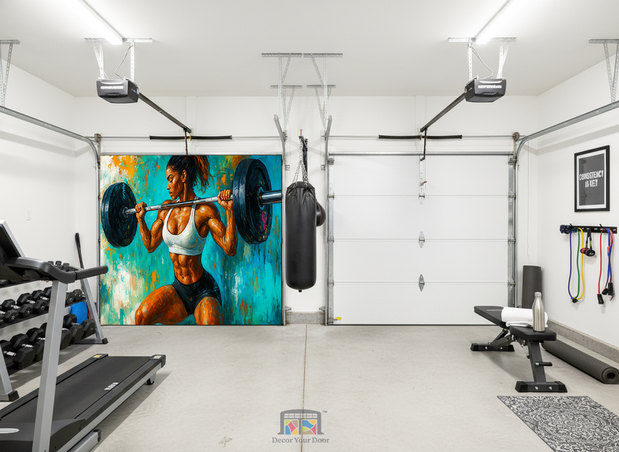 Iron Strength – Cubierta para puerta de garaje Power Squat 