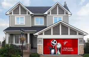 Jack y Sally Pesadilla antes de Navidad: Vinilo decorativo para puerta de garaje rojo