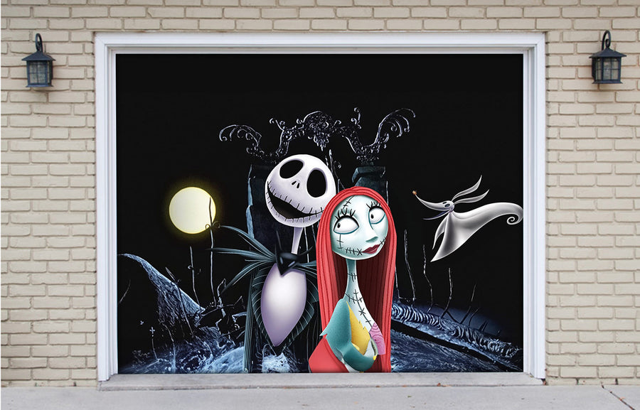 Jack and Sally The Nightmare Before Christmas Garage Door Cover Banner Wrap