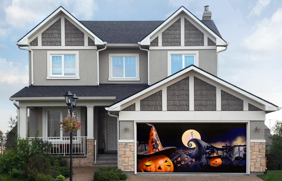 Jack Pumpkins Yard The Nightmare Before Christmas Garage Door Cover Banner Wrap