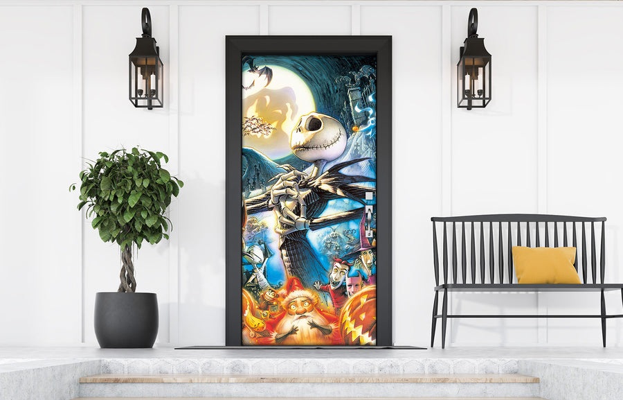 El País de las Maravillas de Jack, Pesadilla antes de Navidad, Luz de Luna, Cubierta para Puerta Principal, Vinilo Decorativo