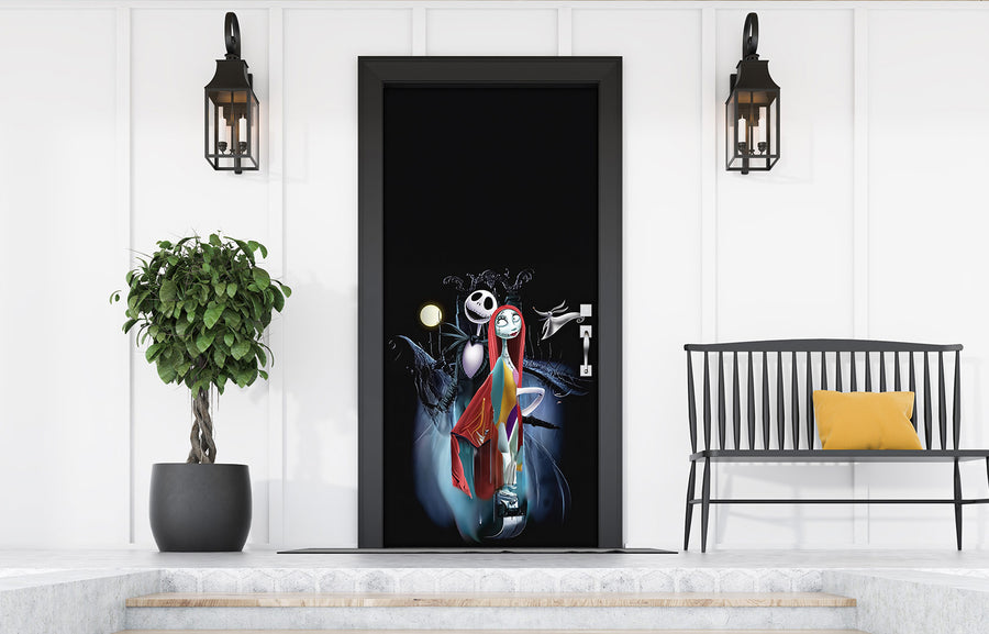Jack y Sally Pesadilla antes de Navidad: Vinilo decorativo para puerta de entrada