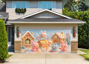 Labubu’s Gingerbread Village Wonderland Christmas Garage Door Cover