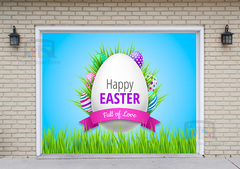 Cubierta para puerta de garaje con diseño de huevo de Pascua lleno de amor