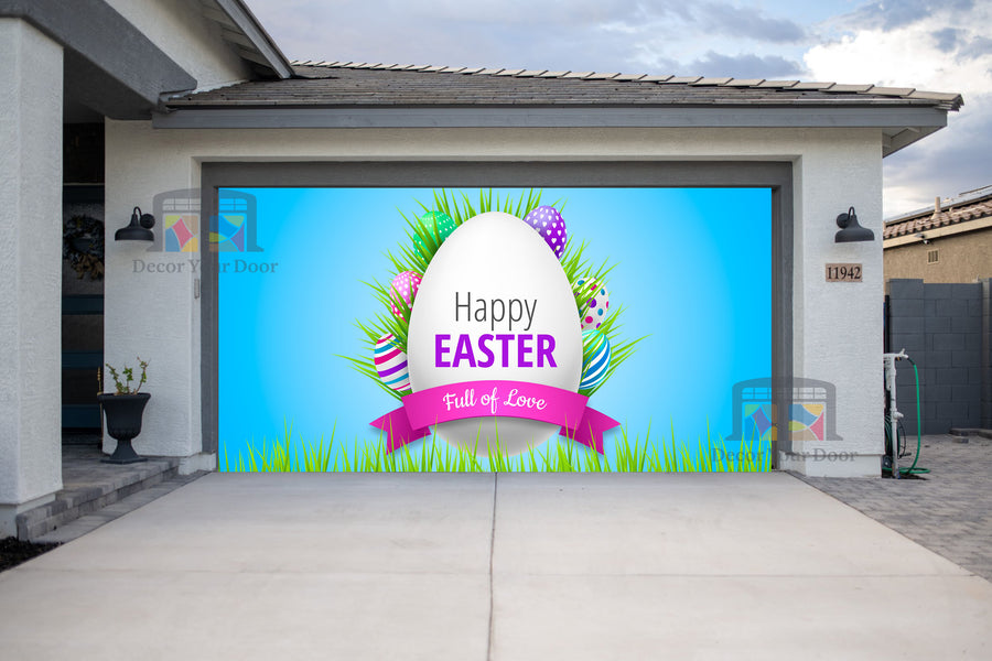 Cubierta para puerta de garaje con diseño de huevo de Pascua lleno de amor