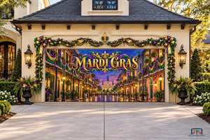 Mardi Gras French Quarter Celebration Garage Door Cover