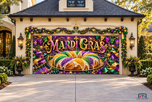 Mardi Gras King Cake Party Garage Door Cover