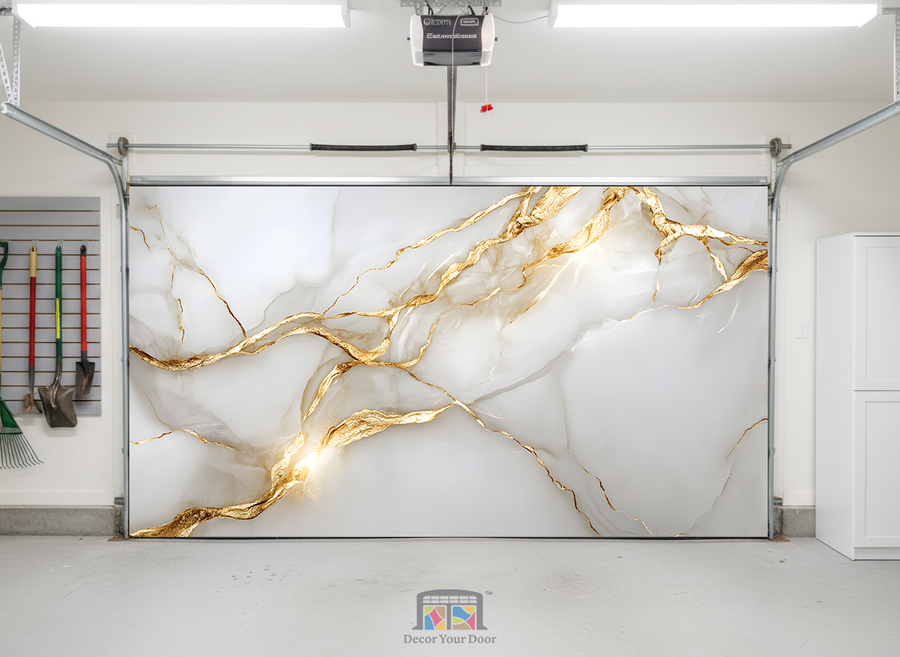 Marble Gold Veins - Interior Garage Door Cover