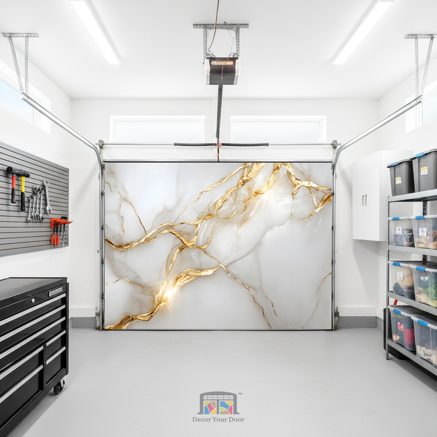 Marble Gold Veins - Interior Garage Door Cover