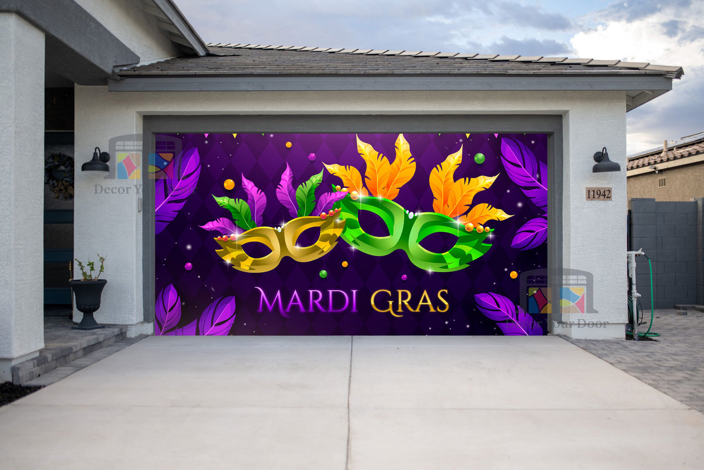 Mardi Gras Elegant Masquerade Mask Garage Door Cover