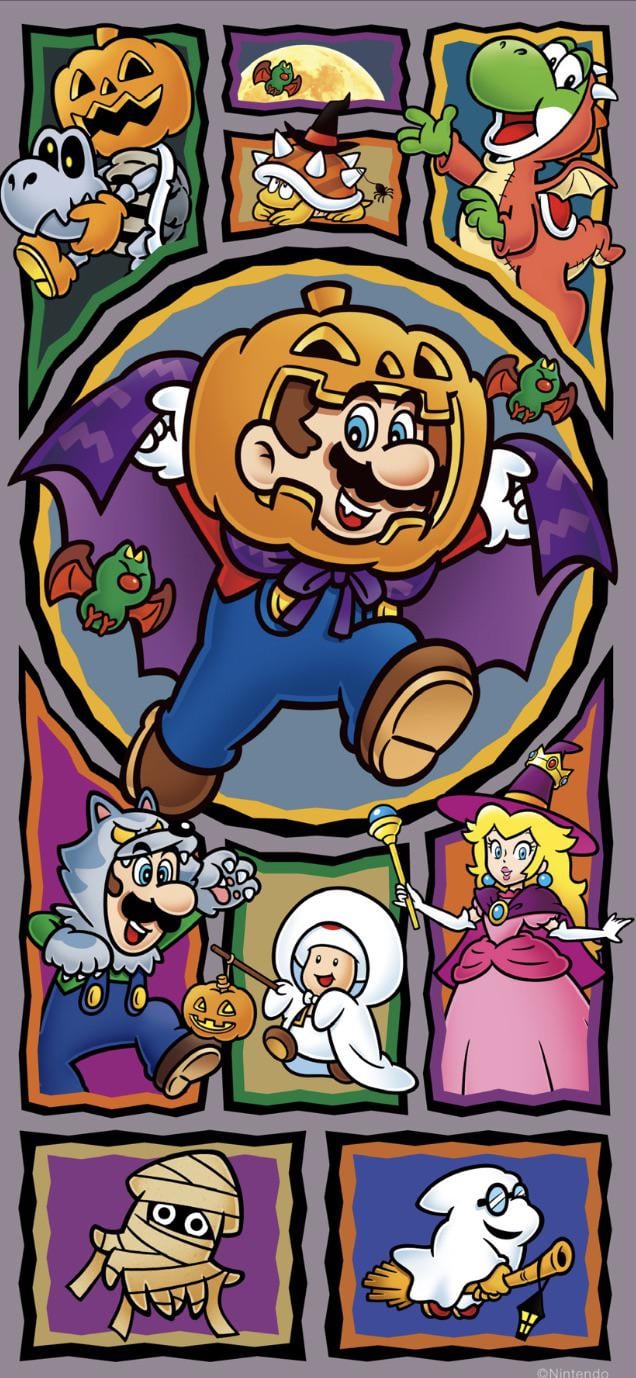 Mario And Friends Happy Halloween Front Door Cover