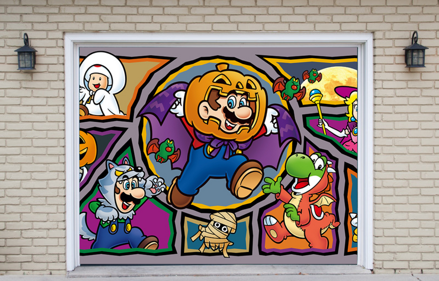 Mario y sus amigos: Feliz Halloween, pancarta para puerta de garaje