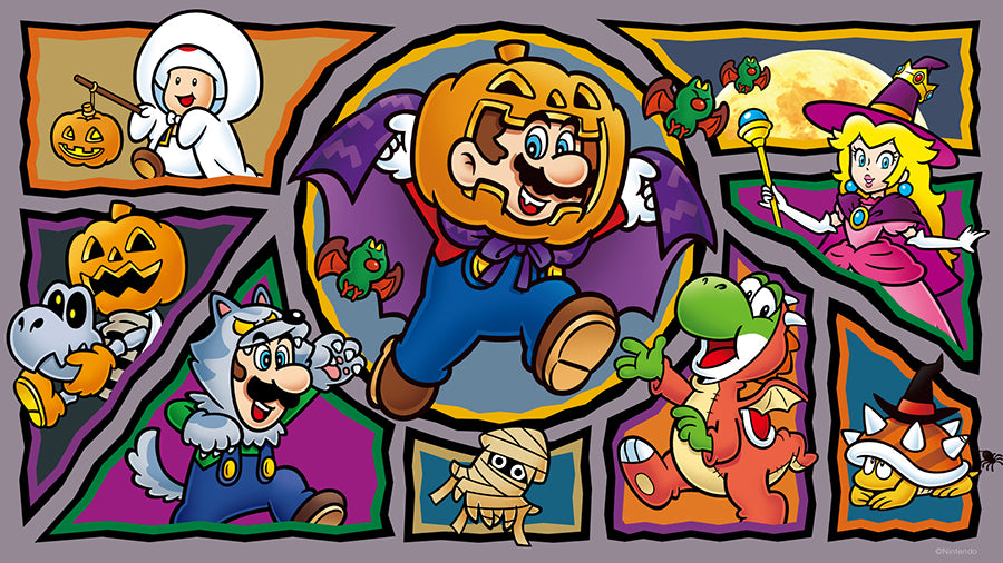 Mario And Friends Happy Halloween Garage Door Cover Banner Backdrop