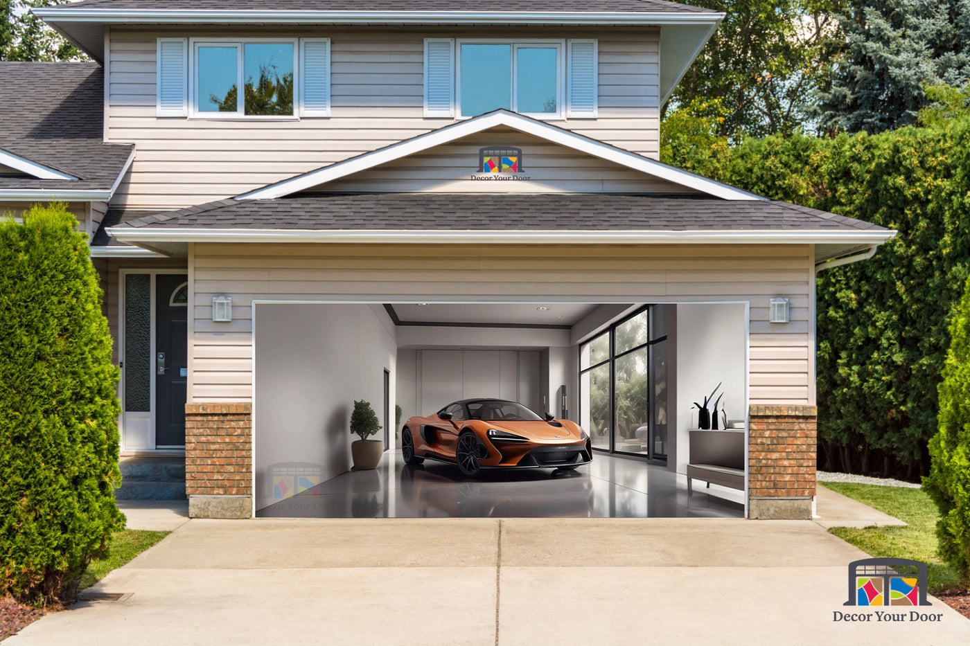 McLaren 720S Parked in the Garage - Garage Door Cover Banner Wrap