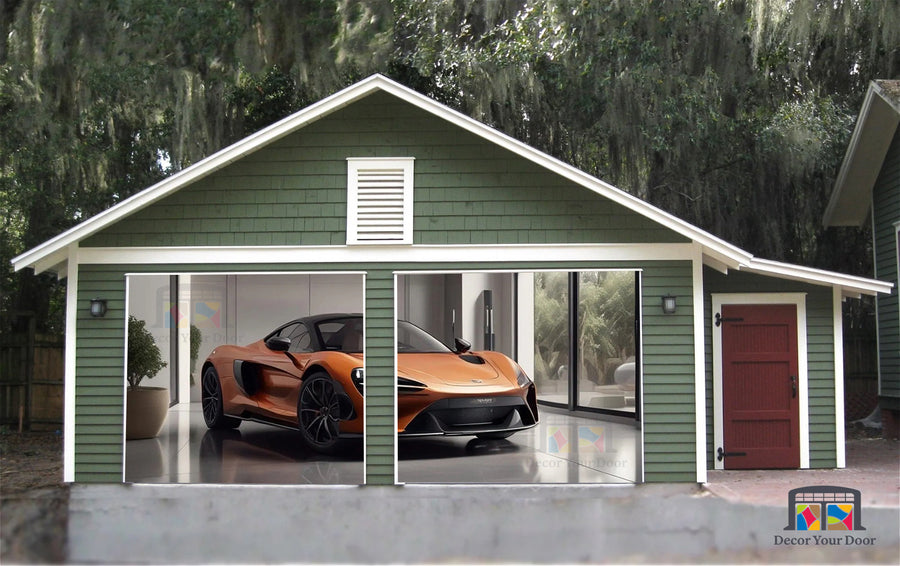 McLaren 720S aparcado en el garaje - Vinilo para puerta de garaje