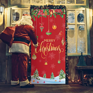 Adorno navideño rojo para puerta de entrada