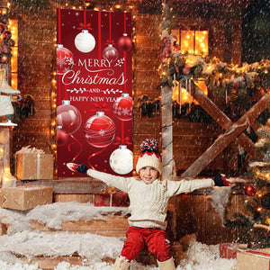 Adorno navideño de bolas rojas para puerta de entrada