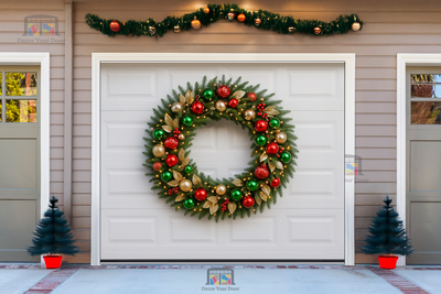 Cubierta para puerta de garaje Merry and Bright Deluxe Wreath