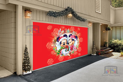 Mickey Mouse Merry Christmas Disney Garage Door Cover Banner Backdrop