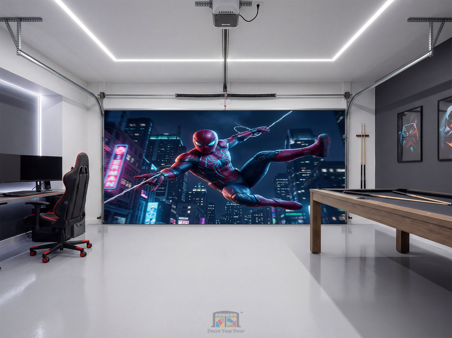 Midnight Web Guardian – Interior Garage Door Cover