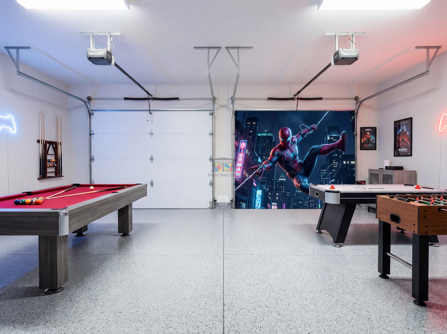Midnight Web Guardian – Interior Garage Door Cover