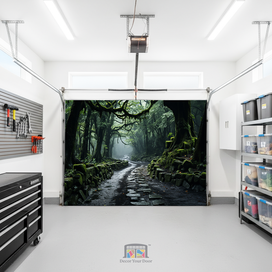 Misty Forest Path – Interior Garage Door Cover