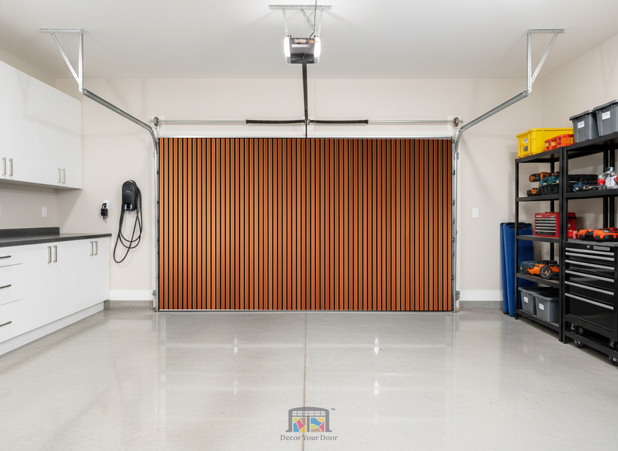 Modern Warm Slat Wall – Interior Garage Door Cover