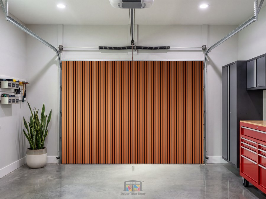 Modern Warm Slat Wall – Interior Garage Door Cover