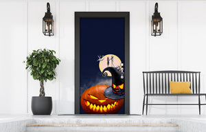 Almas a la luz de la luna: Jack y Sally bajo la luna llena. Vinilo para puerta principal.
