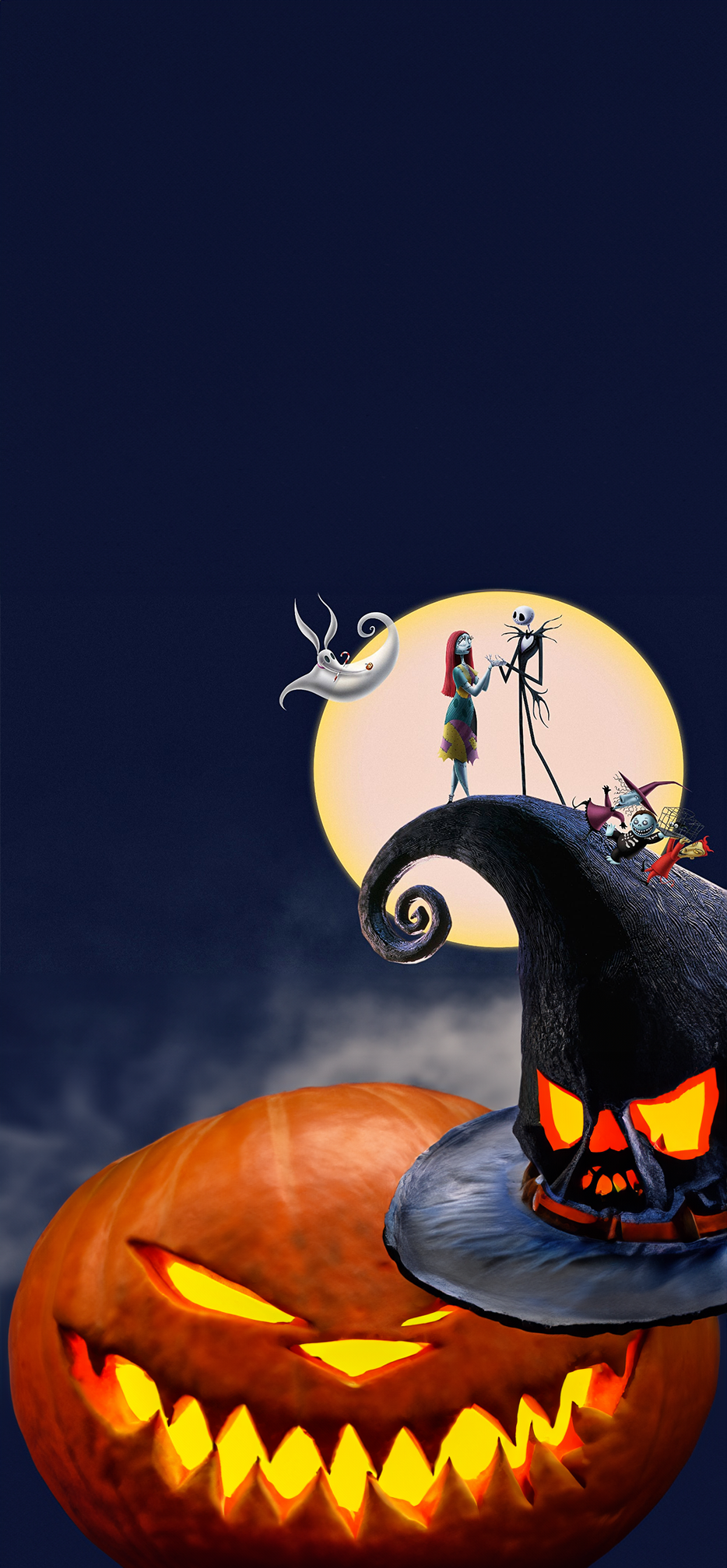 Moonlit Souls Jack and Sally under the full moon Front Door Cover Banner Wrap