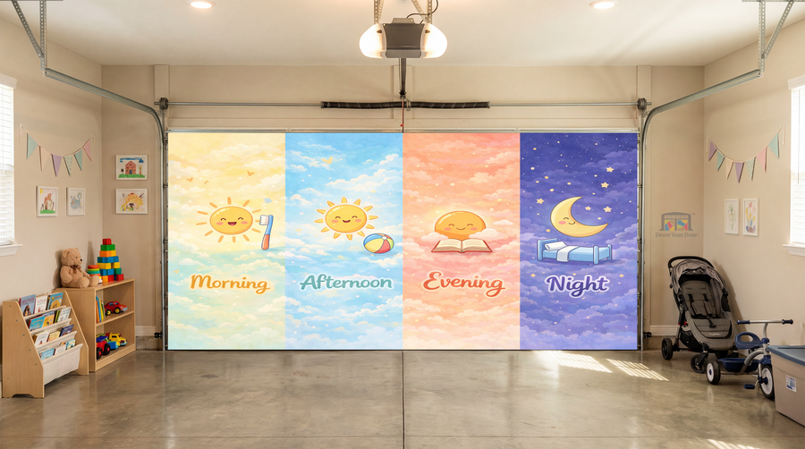 My Day Flow – Parts of the Day Learning – Interior Garage Door Cover