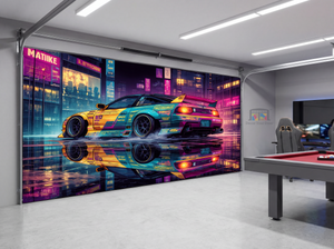 Neon Drift City Racer – Interior Garage Door Cover