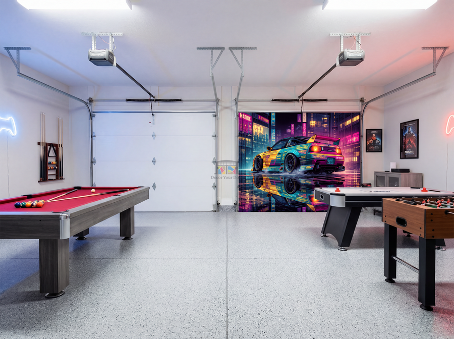 Neon Drift City Racer – Interior Garage Door Cover