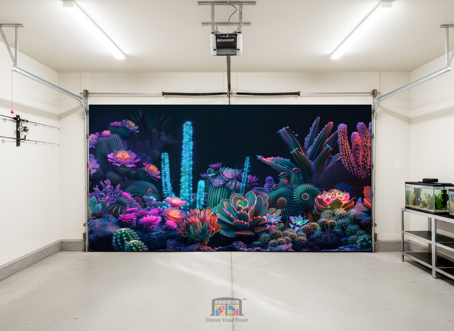 Neon Reef Garden – Interior Garage Door Cover