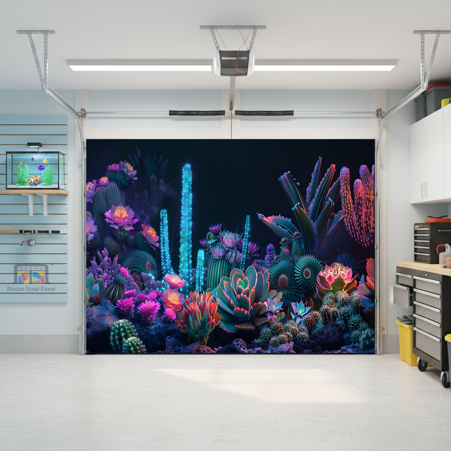 Neon Reef Garden – Interior Garage Door Cover