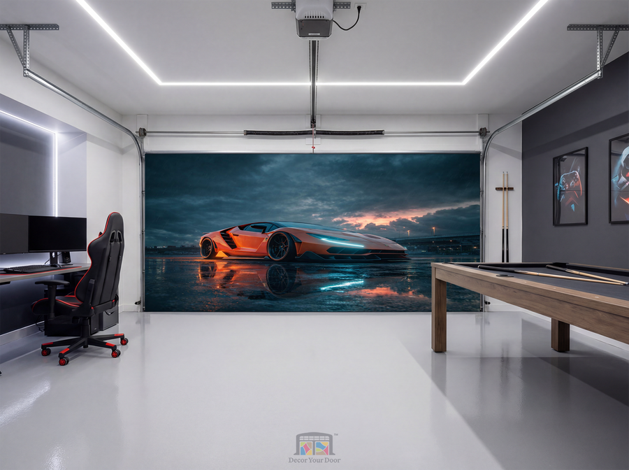 Neon Storm Supercar – Interior Garage Door Cover