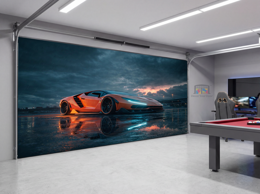 Neon Storm Supercar – Interior Garage Door Cover