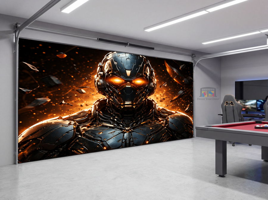 Neon Vanguard – Game Room Interior Garage Door Cover
