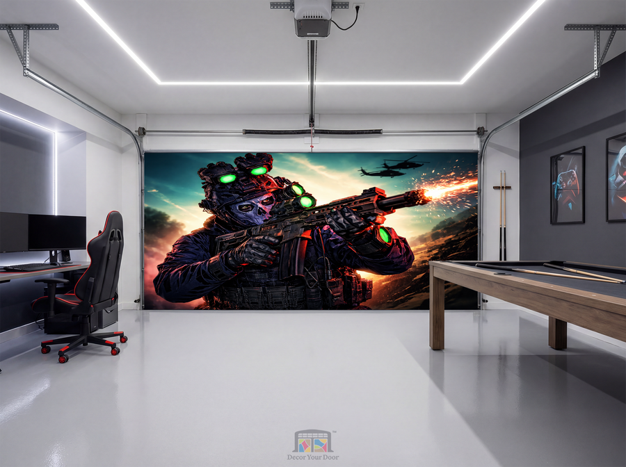 Night Ops Vanguard – Game Room Interior Garage Door Cover