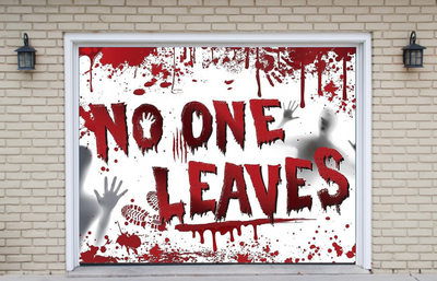 No One Leaves Bloody Footprints Halloween Garage Door Cover Wrap