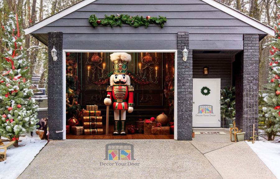 Nutcracker Christmas Decoration Garage Door Wrap Cover Mural Decoration