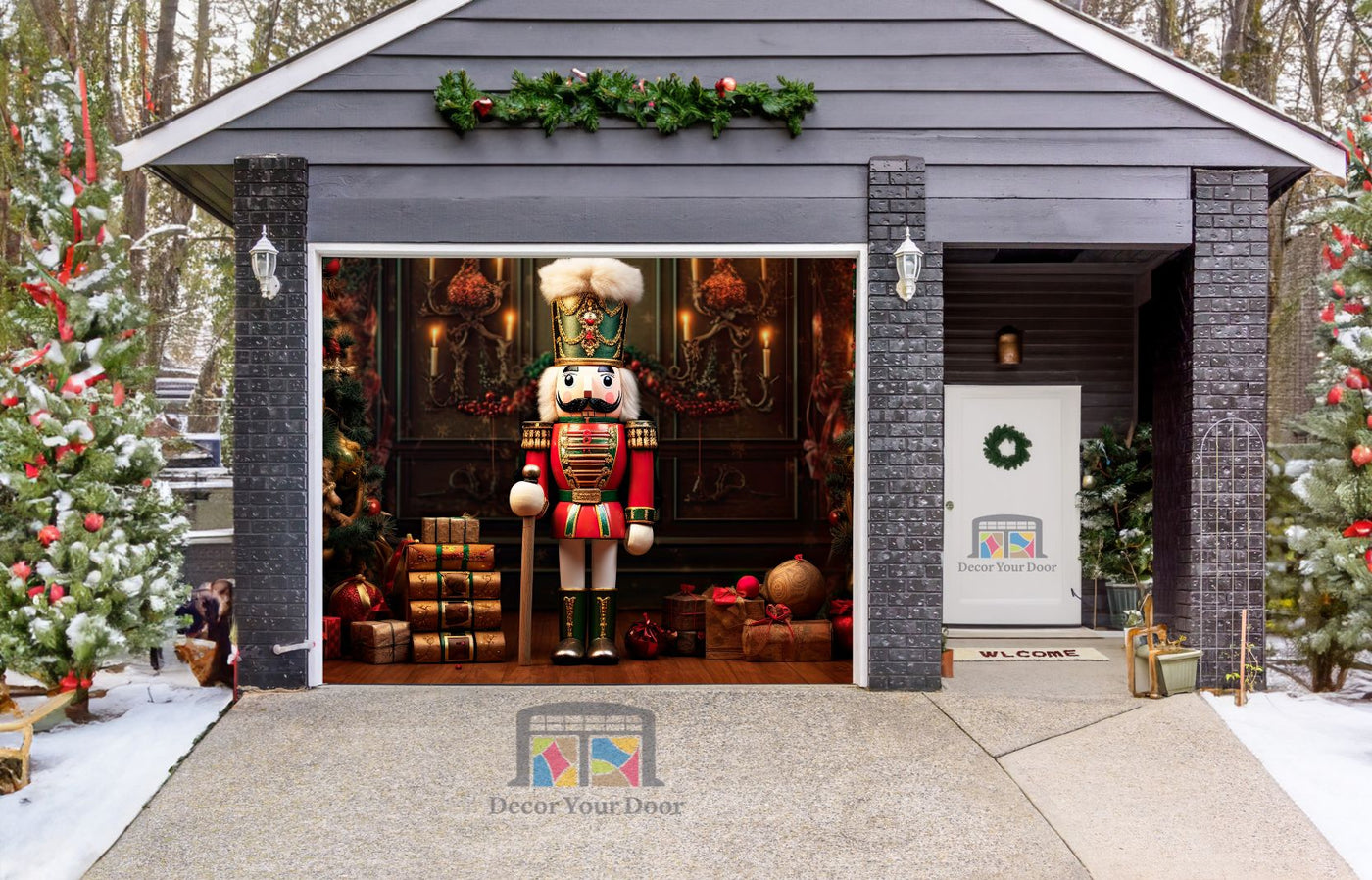 Nutcracker Christmas Decoration Garage Door Wrap Cover Mural Decoration
