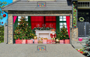 Nutcracker Fireplace Giftboxes Christmas Celebration Garage Door Wrap Cover Mural Decoration