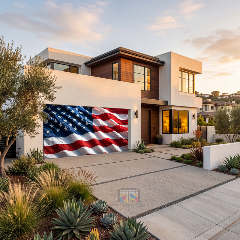 Patriotic American Flag - Garage Door Cover