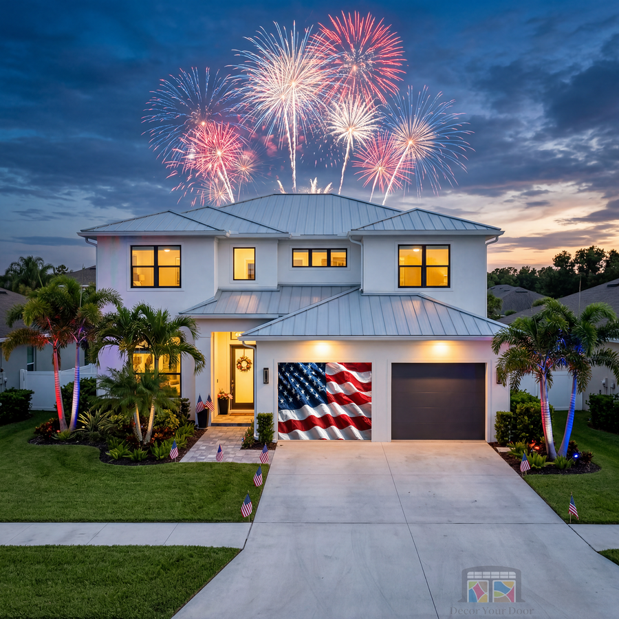 Patriotic American Flag - Garage Door Cover