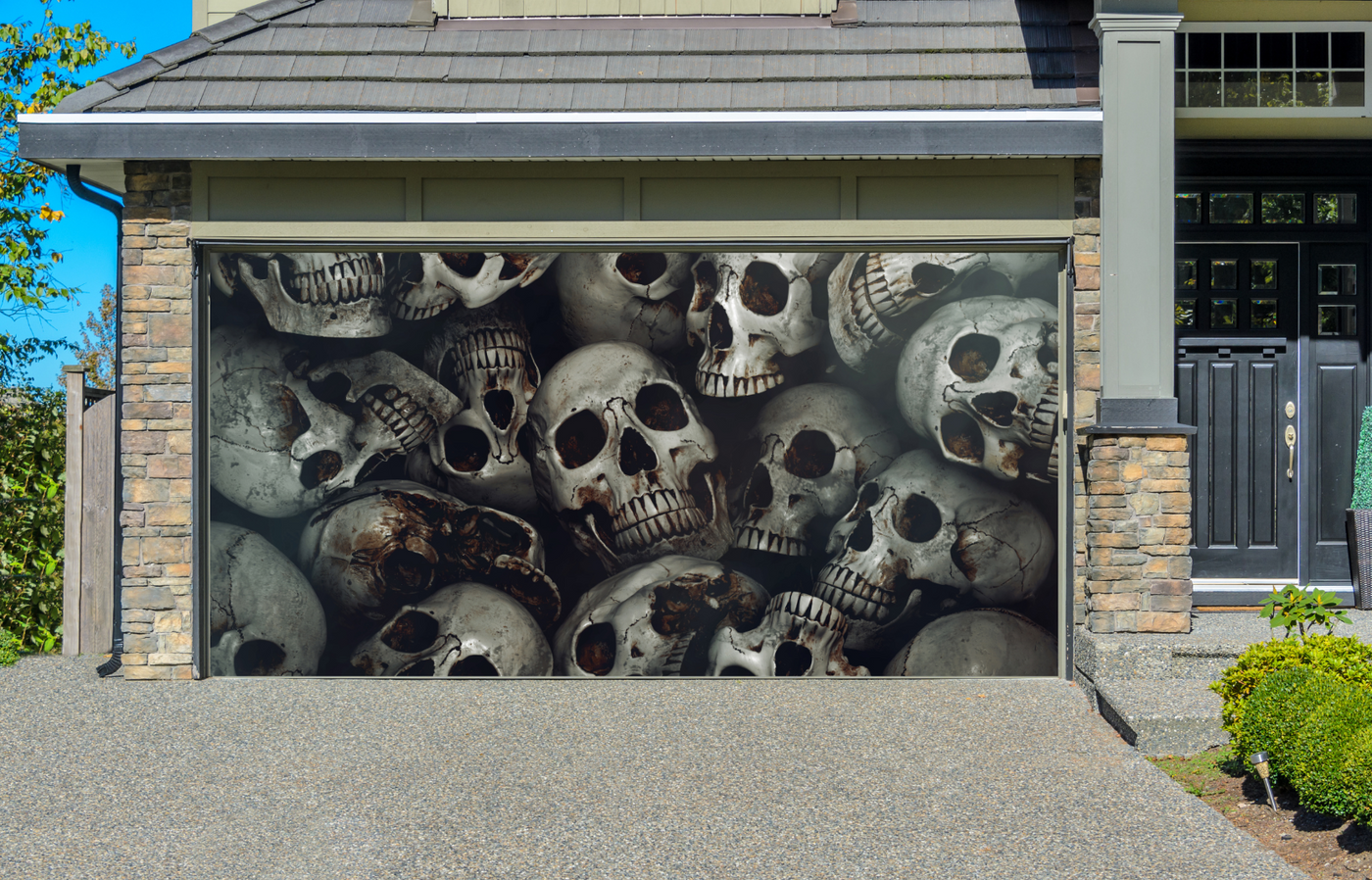 Pile Of Human Skulls Garage Door Cover Wrap Decoration