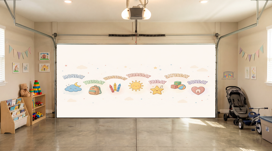 Playful Days of the Week Learning – Interior Garage Door Cover